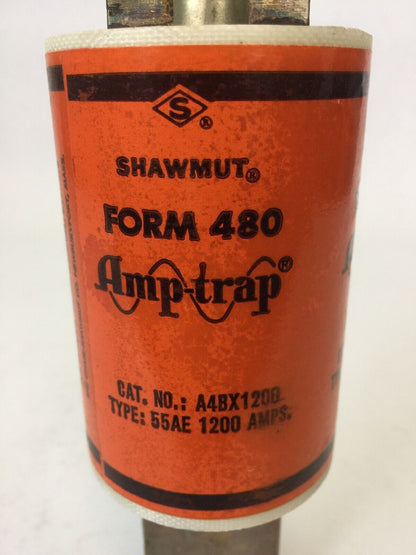 SHAWMUT AMPTRAP A4BX1200 CURRENT LIMITING FUSE 1200AMP 600VAC TYPE 55AE FORM 480