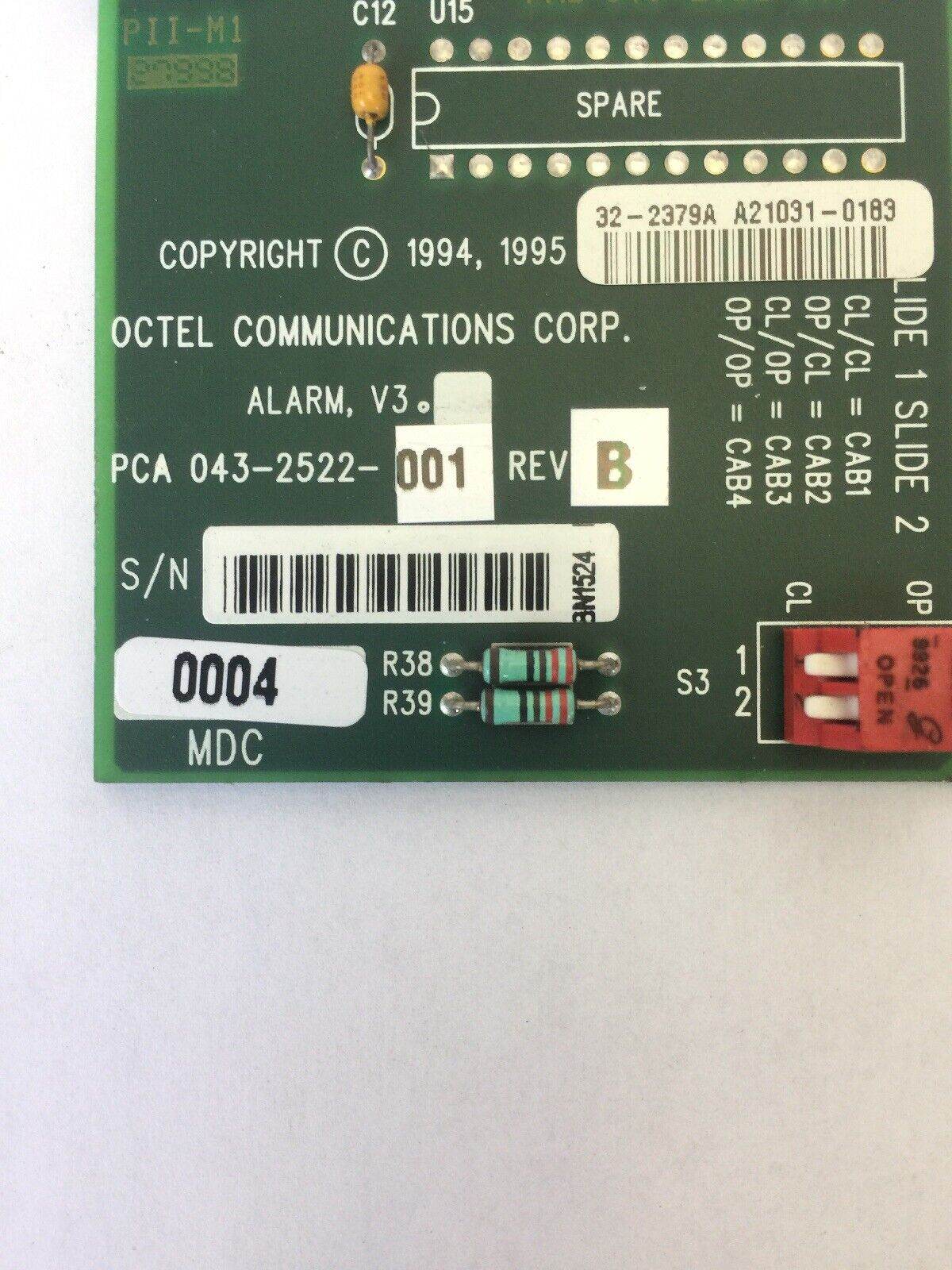 OCTEL COMMUNICATIONS PCA 043-2522-001 REV B CIRCUIT BOARD