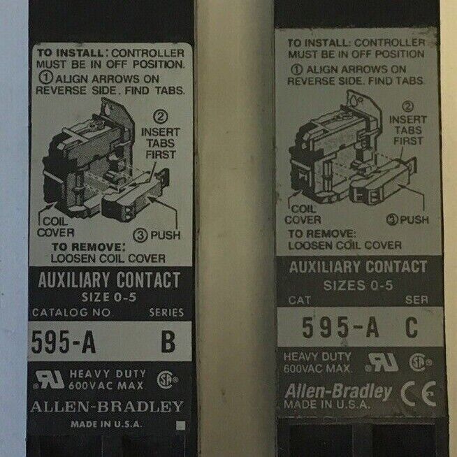 ALLEN BRADLEY 595-A SERIES C & 595-A SERIES B AUXILIARY CONTACT