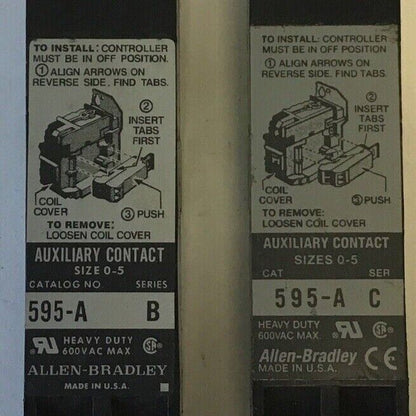 ALLEN BRADLEY 595-A SERIES C & 595-A SERIES B AUXILIARY CONTACT