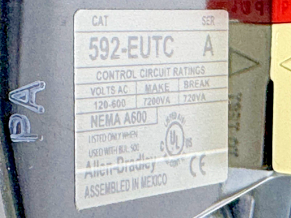ALLEN-BRADLEY - 500F-COD930 SER. C - 120V COIL W/ 592-EUTC SER. A & 595-AB (X2)