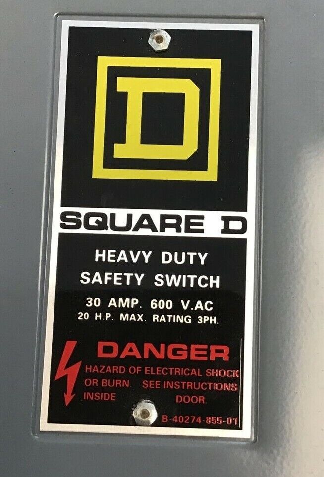 SQUARE D  H361 NON FUSIBLE DISCONNECT SWITCH SER.E1  30A 600VAC/DC