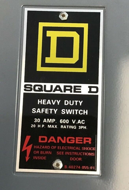 SQUARE D  H361 NON FUSIBLE DISCONNECT SWITCH SER.E1  30A 600VAC/DC