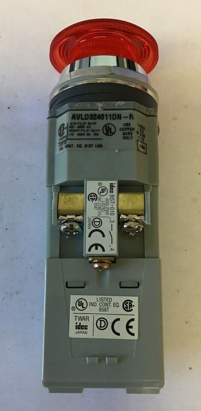 IDEC AVLD324611DN-R PUSH BUTTON 120-600VAC 110-600VDC 10A