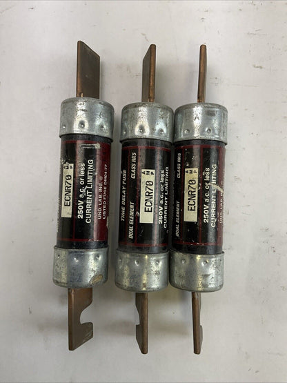 BULLET ECNR70 DUAL ELEMENT TIME DEALY FUSE 70AMP 250VAC (LOT OF 3)