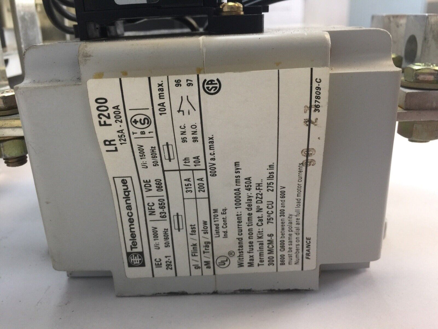 TELEMECANIQUE LC1FG43 REVERSING STARTER  COIL 115-120V LR F200