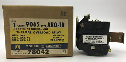 Square D 9065 ARO-1R Thermal Overload Relay 600 V Max AC 250 V Max DC 25 Amperes