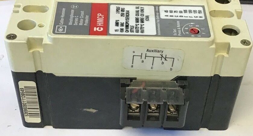 CUTLER HAMMER HMCP015E0CA04 CIRCUIT BREAKER 15A 600VAC 3P 250VDC