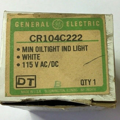 GENERAL ELECTRIC CR104C222 OILTIGHT INDICATOR LIGHT WHITE 115V AC/DC
