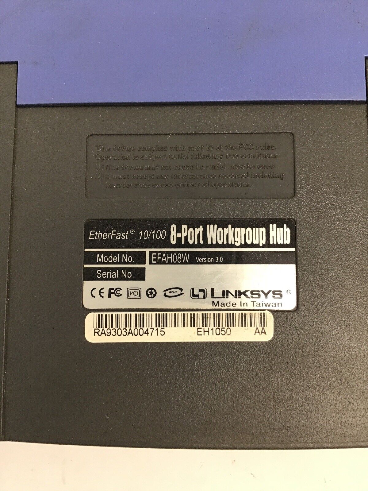 Cisco-Linksys EFAH05W EtherFast 10/100 5-Port Workgroup Hub VER. 3.0