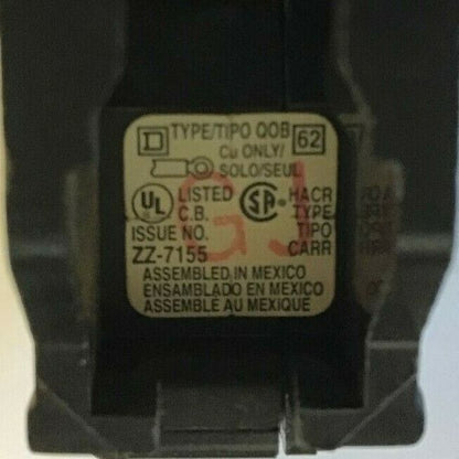 SQUARE D QOB110VH5237 CIRCUIT BREAKER 10A 120/240VAC 50/60HZ
