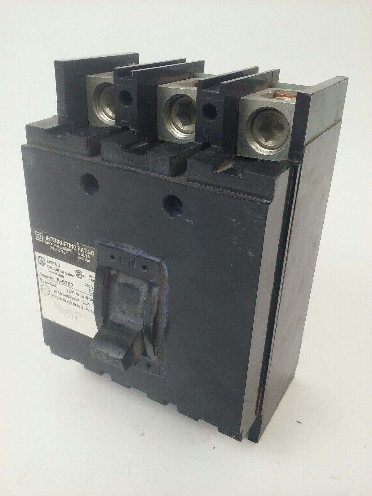 SQUARE D Q2L3225H CIRCUIT BREAKER 3P 225A 240VAC TYPE Q2L