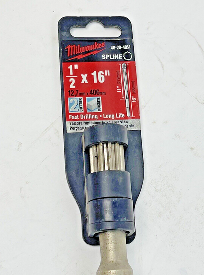 MILWAUKEE - 48-20-4051 - 1/2" X 16" - 2 CUTTER SPLINE DRILL BIT