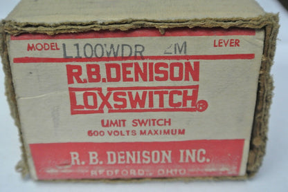 R.B. DENISON L100WDR-2M LIMIT SWITCH 600V MAX NEW SURPLUS  GOULD / TELEMECANIQUE