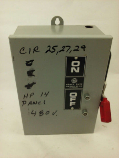 GE THN3361J MODEL 2 SAFETY SWITCH 30A 3P 600VAC/250VDC 30 MAX H.P.