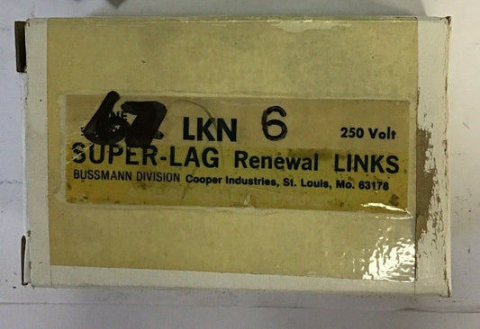 BUSSMANN LKN 6 RENEWAL LINKS SUPER-LAG 250VOLT ***LOTOF67***