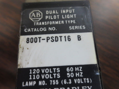ALLEN-BRADLEY 800T-PSDT16 Ser. B DUAL INPUT PILOT LIGHT, GREEN - LOT of 10