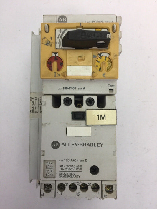 ALLEN BRADLEY MOTOR STARTER 190-P100 SER A 190-MN SER A 190-A40 SER B COIL 120V