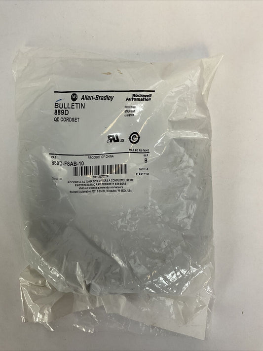 ALLEN BRADLEY 899D-F8AB-10 QD CORDSET DC MICRO STRAIGHT 10 METER SER B