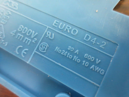 EURO TERMINAL BLOCKS - D4-2 (BLUE - 9 Pcs) + D4 (RED - 8 Pcs) - 17 Pcs TOTAL