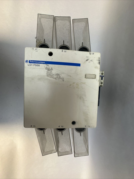 TELEMECANIQUE LC1 F500 CONTACTOR 600VAC 500HP 700A LX1FK110 110-120V LADN11 LA1