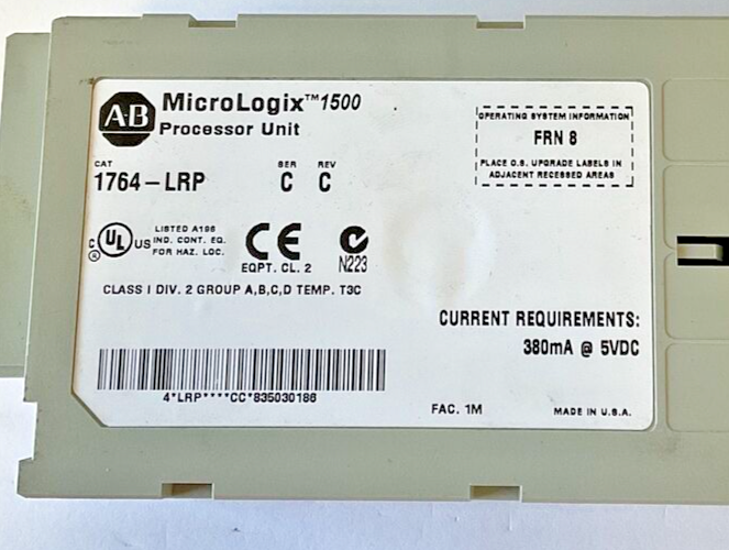 ALLEN BRADLEY 1764-LRP PROCESSOR UNIT SER.C REV.C FRN.8 5VDC