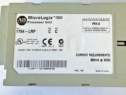 ALLEN BRADLEY 1764-LRP PROCESSOR UNIT SER.C REV.C FRN.8 5VDC