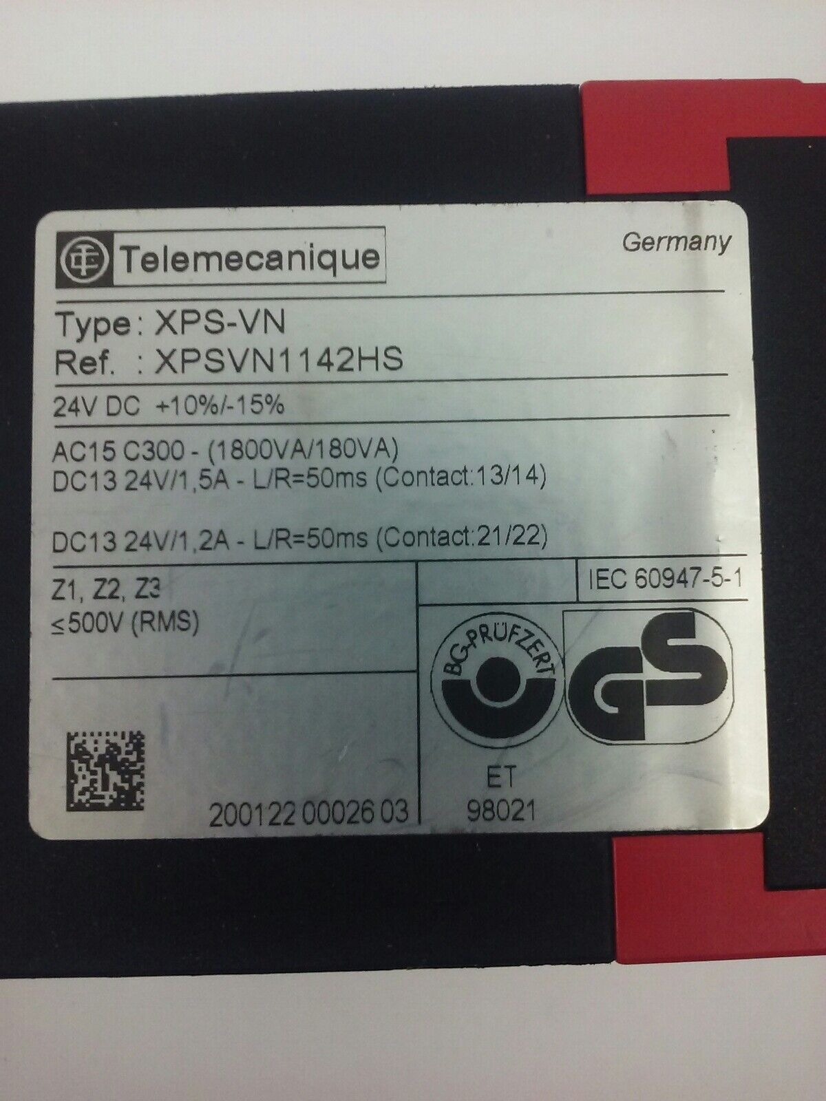 TELEMECANIQUE XPS-VN XPSVN1142HS SAFETY RELAY