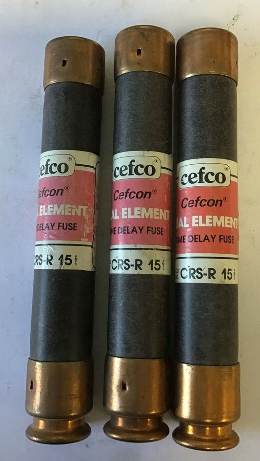 CEFCO CRS-R 15 DUAL ELEMENT TIME DELAY FUSE CLASS RK5 600VAC  ***LOTOF3***