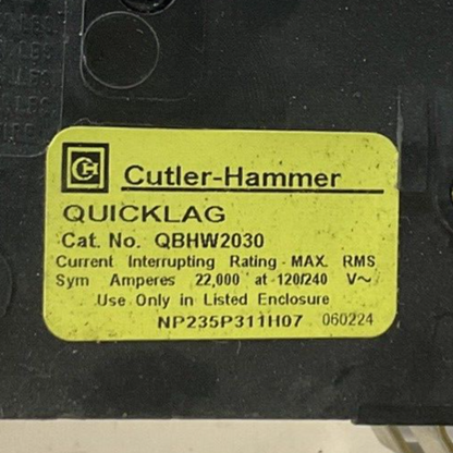 CUTLER HAMMER QBHW2030 CIRCUIT BREAKER 120/240VAC 2POLE