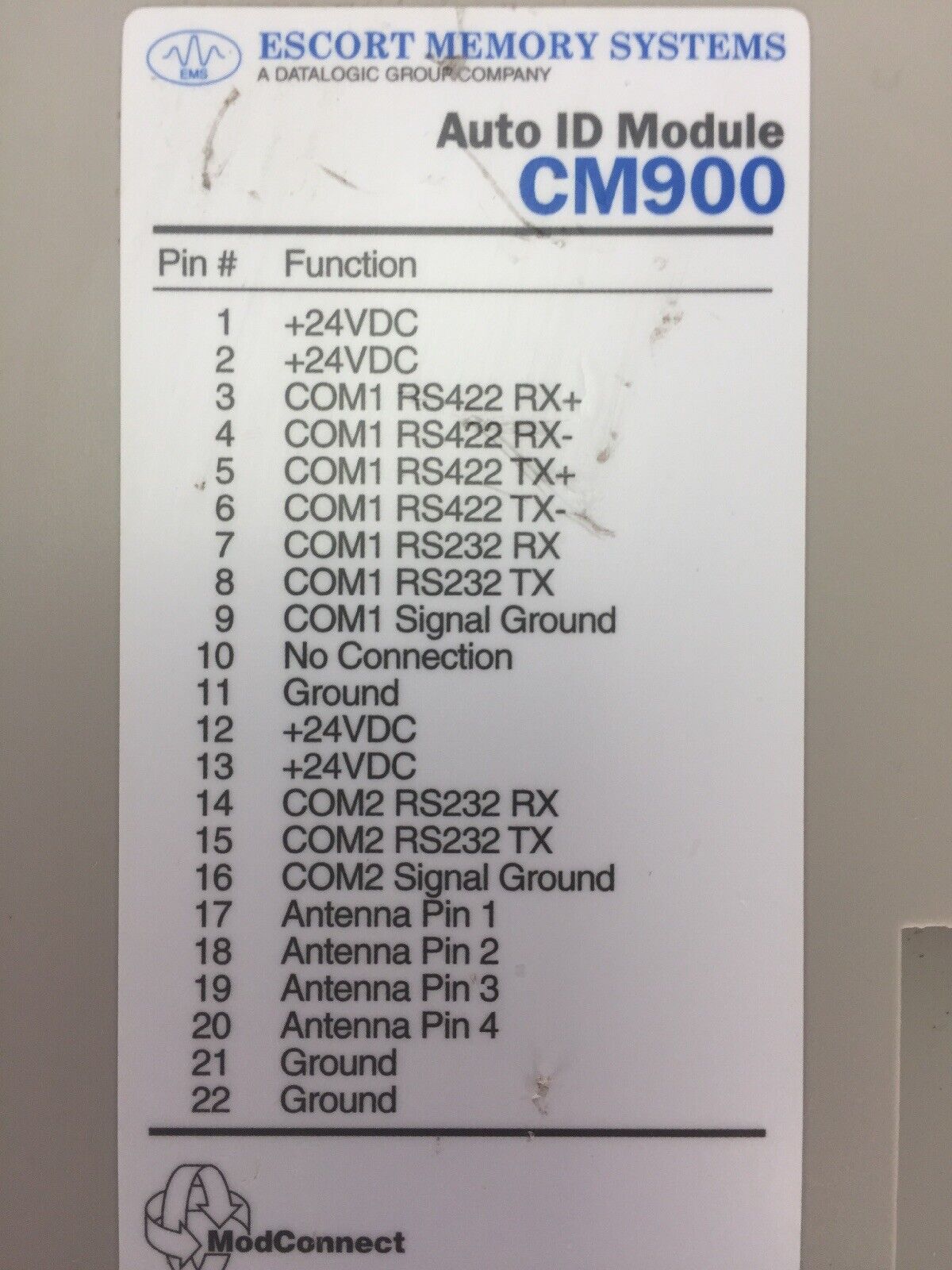 SCHNEIDER/ESCORT MEMORY SYSTEMS CM900 AUTO ID MODULE