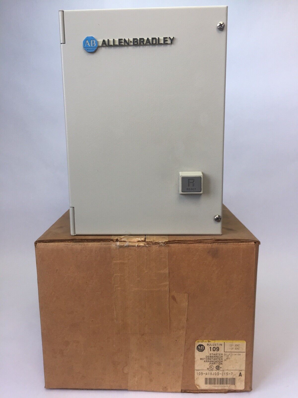 ALLEN BRADLEY 109-A18JD3-C15-7 TYPE 12 STARTER ENCLOSURE WITH CONTACTOR & RELAY