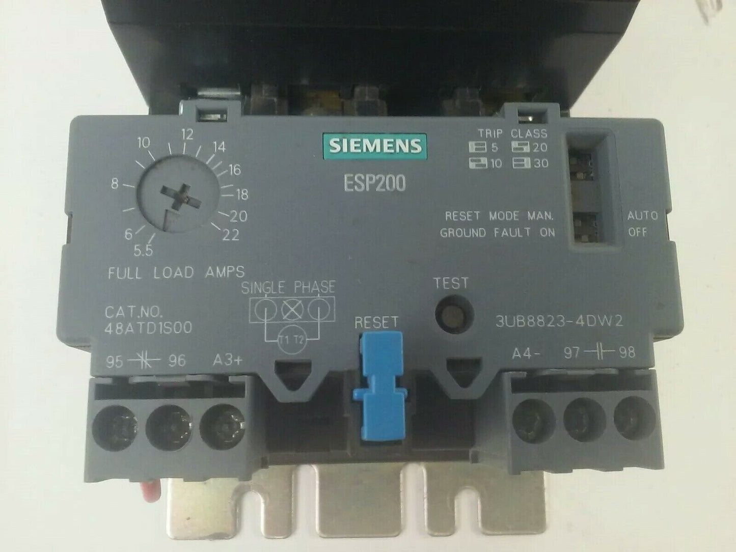 SIEMENS 14CU+12A STARTER SIZE 0 3PH 600V 18A 2HP 120V COIL 14CU12A W/ 48ATD1S00