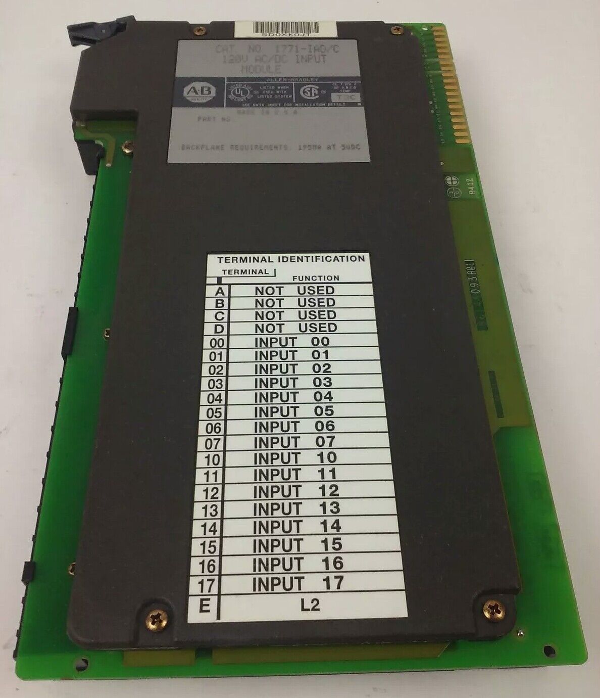ALLEN BRADLEY 1771-IAD/C INPUT MODULE, 120VAC/DC, 195MA @ 5VDC