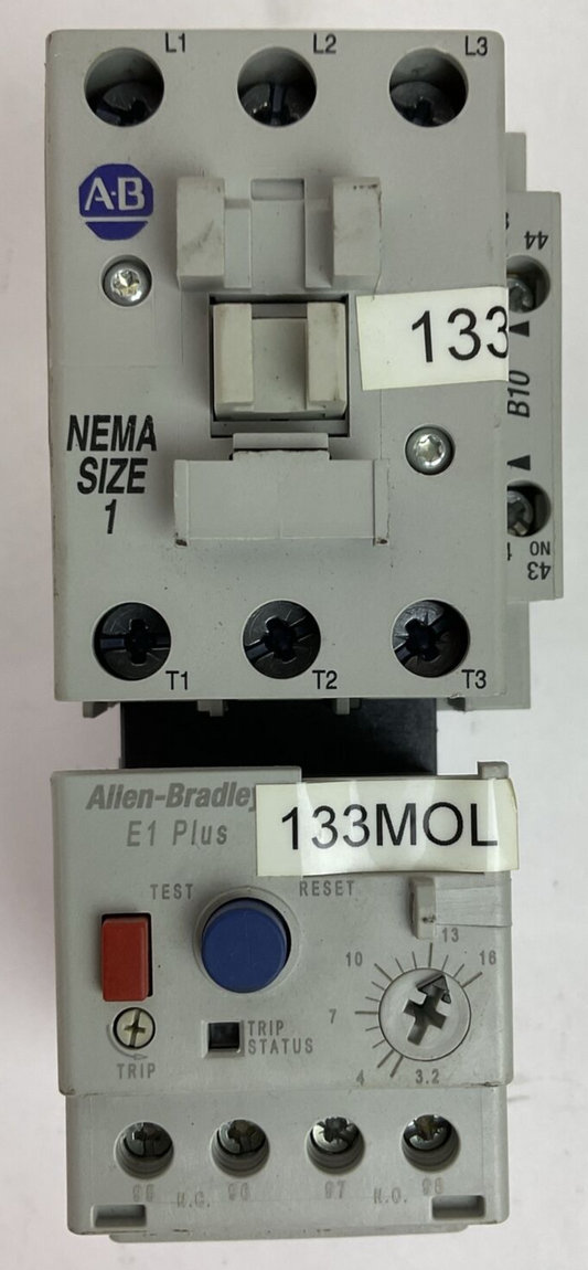 ALLEN BRADLEY STARTER (300-BOE*930 SER B 600VAC 27A 10HP+193-EEDD SER C+100-S)