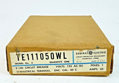 GE - TE111050WL - CIRCUIT BREAKER - 1 POLE, 125 V AC/DC, 50 A - NEW