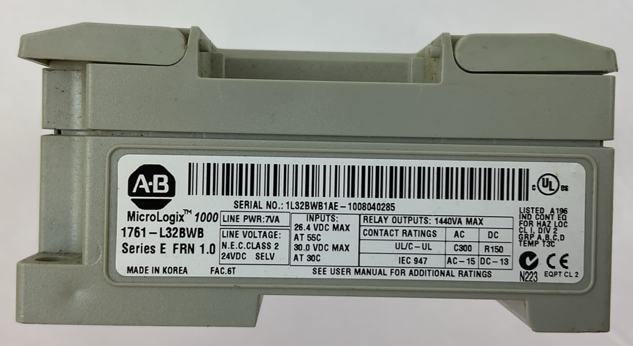 ALLEN BRADLEY 1761-L32BWB MICROLOGIX 1000 CONTROLLER SERIES E FRN 1.0