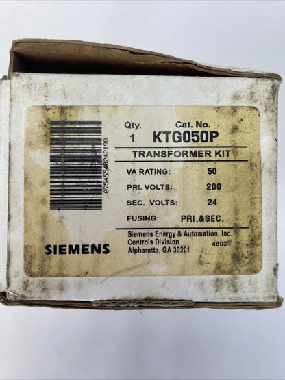 SIEMENS KTG050P TRANSFORMER KIT VA RATING 50 PRI. VOLTS: 200 SEC. VOLTS: 24