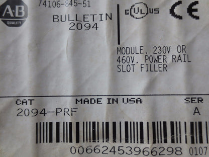 ALLEN-BRADLEY 2094-PRF KINETIX 6000 POWER RAIL SLOT FILLER 230/460V - NEW