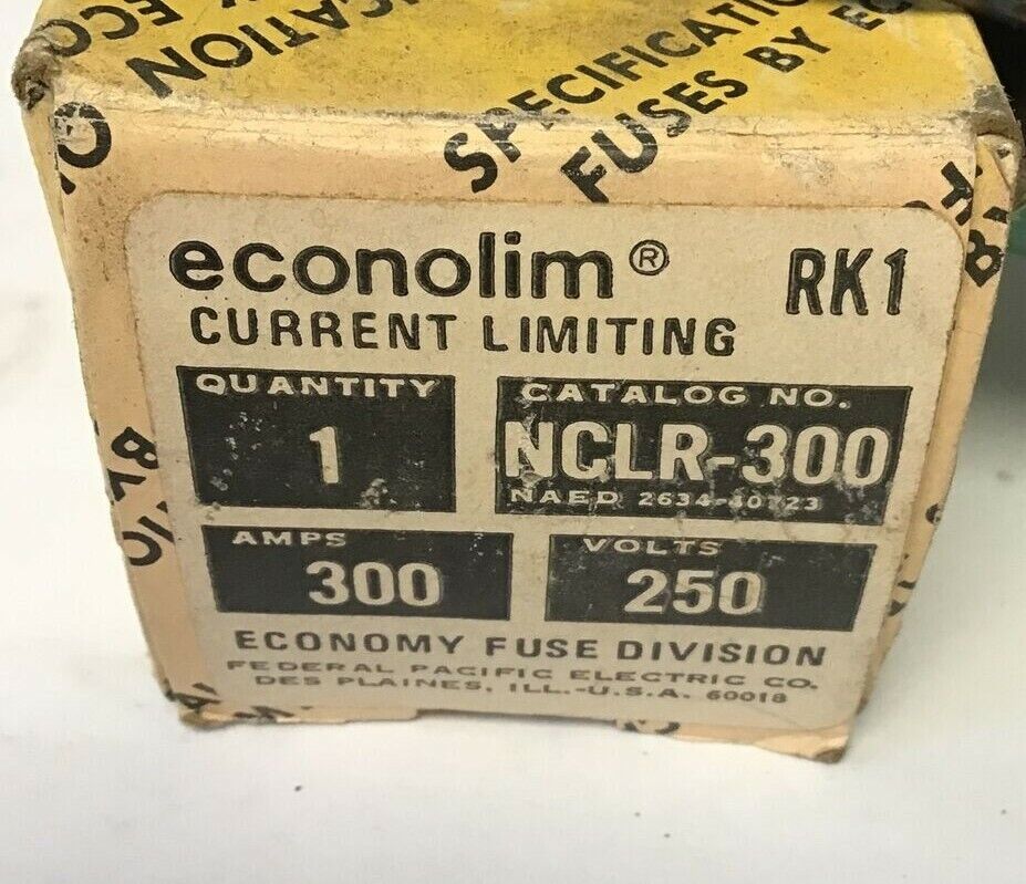 ECONOMY NCLR 300 FUSE 300A ECON-LIMITER CLASS RK1 CURRENT LIMITING NCLR 300