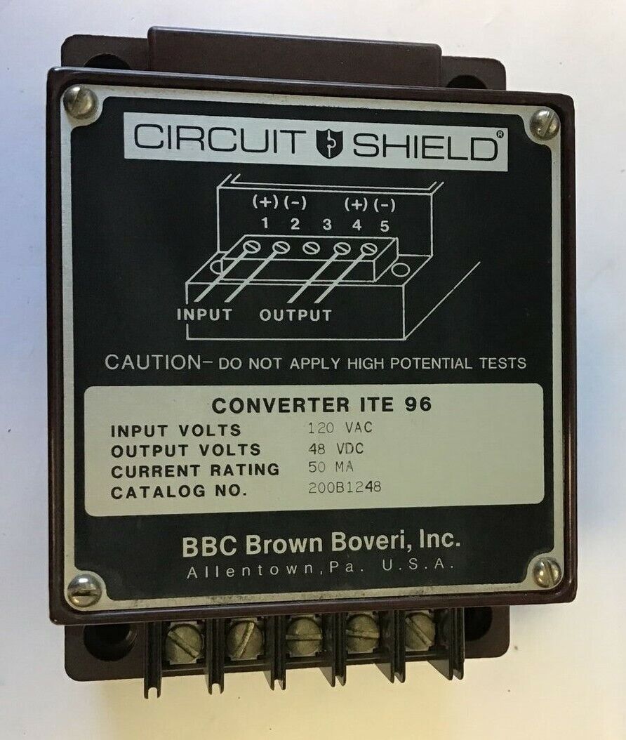 ITE CONVERTER ITE 96 120VAC 48VDC 50MA 200B1248 CIRCUIT SHIELD