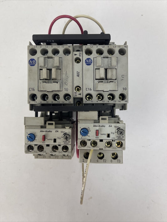 ALLEN BRADLEY REVERSING STARTER 100-C16*10 CONTACTOR 193-EA1HC & 193-EA1EB RELAY
