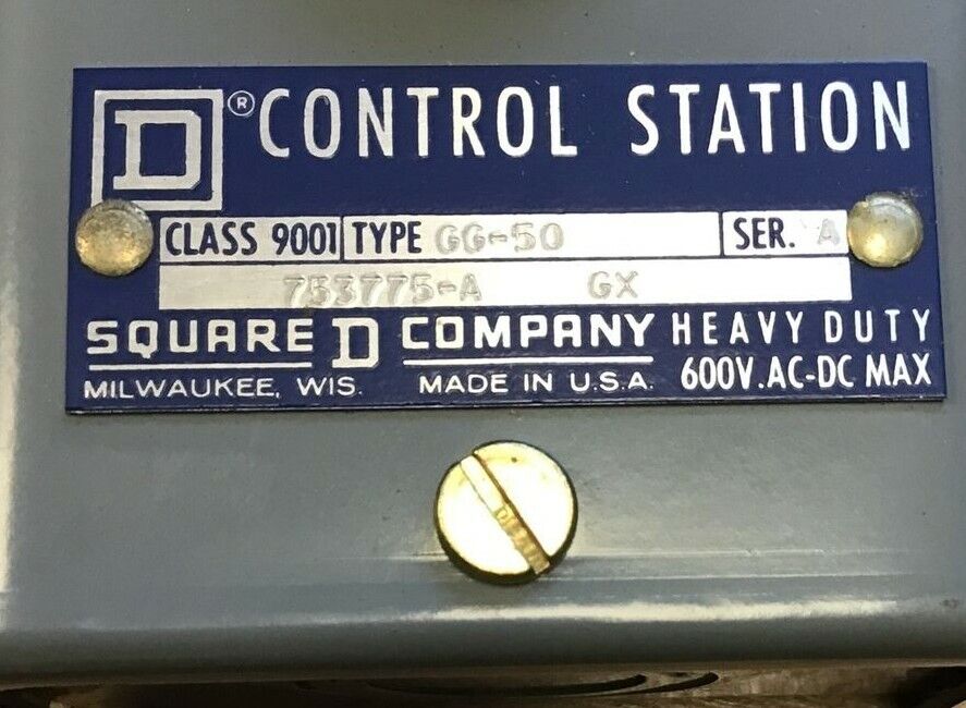 SQUARE D 9001 GG-50 CONTROL STATION SER.A