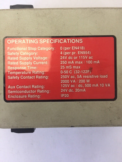 BANNER ES-GA-5A MACHINE SAFETY RELAY 24VDC OR 115VAC 250mA