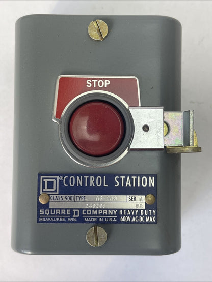 SQUARE D 9001 GG-103 CONTROL STATION SERIES A 600VAC NEMA TYPE 1 ENCLOSURE STOP