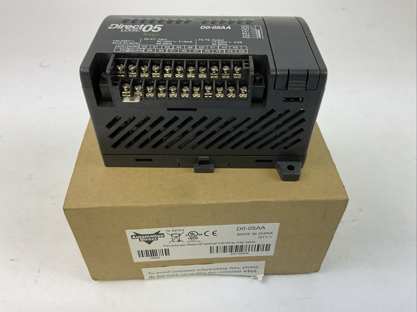 AUTOMATION DIRECT D0-05AA DIRECT 05 LOGIC OUTPUT 17-240VAC 0.5A INPUT 90-120VAC