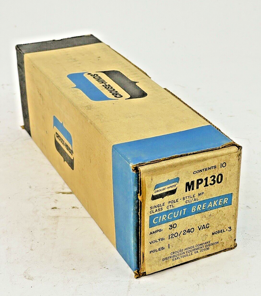 CROUSE-HINDS *BOX OF 10* - MP130 - 1 POLE, 30 A, 240 VAC CIRCUIT BREAKER