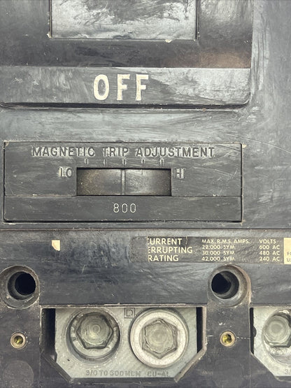 SQUARE D MAL36800 CIRCUIT BREAKER 800AMP 600VAC 250VDC 3POLE