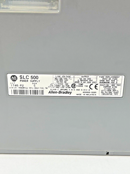 ALLEN BRADLEY - 1746-P2 SER. C -POWER SUPPLY W/ 10 SLOT RACK 1746-A10 & 3 BLANKS