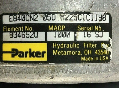 PARKER E840CN2 050 M225C1C1198 HYDRAULIC FILTER (MAOP1000) ELM.#9346520